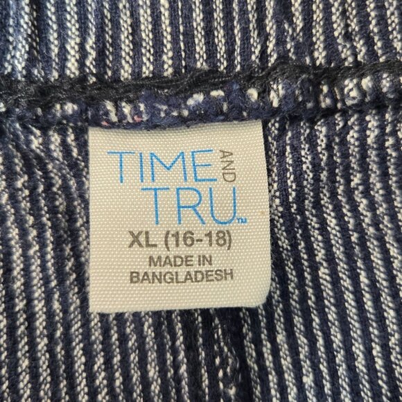 Time and Tru Navy Striped Wide Leg Linen Blend Pull-On Coastal Beach Pants XL - Picture 6 of 6